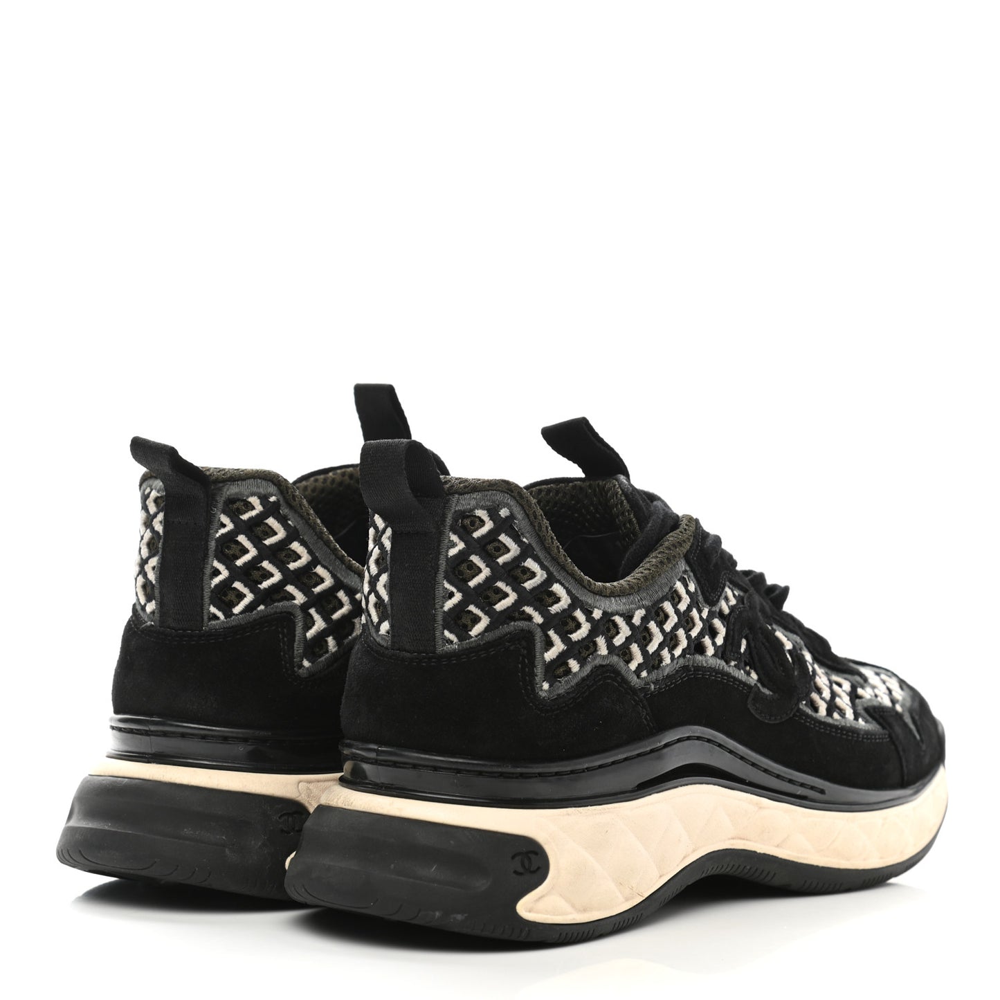Suede Calfskin Embroidered CC Sneakers 40 Black