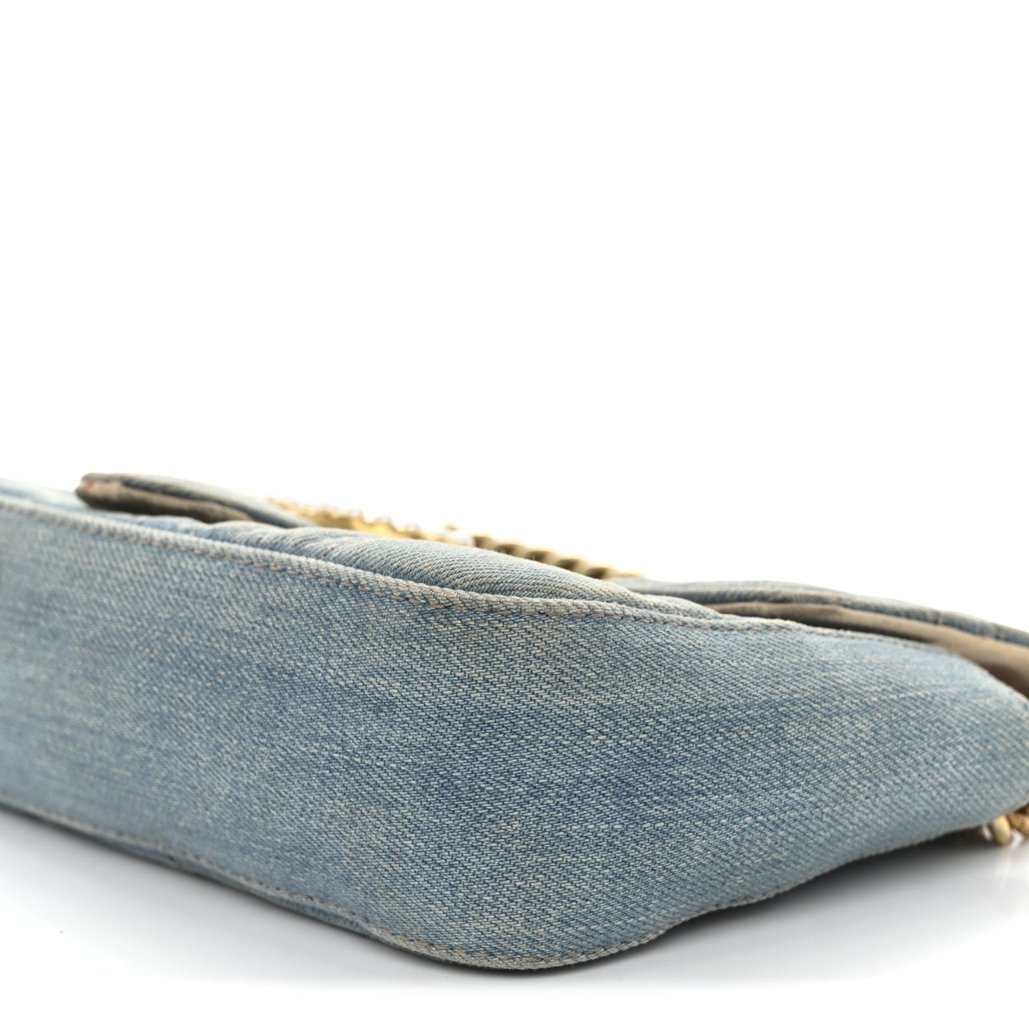 Gucci Denim Matelasse Mini Pearly GG Marmont Shoulder Bag Blue 11 of 14