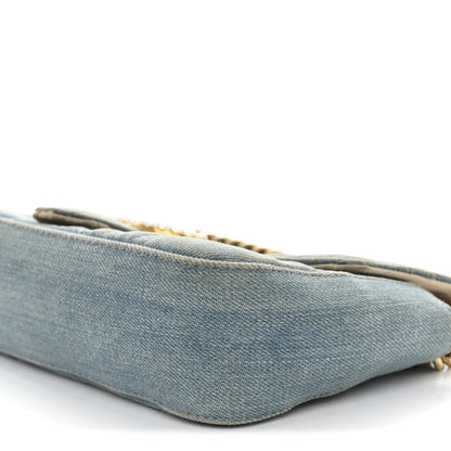 Gucci Denim Matelasse Mini Pearly GG Marmont Shoulder Bag Blue 11 of 14