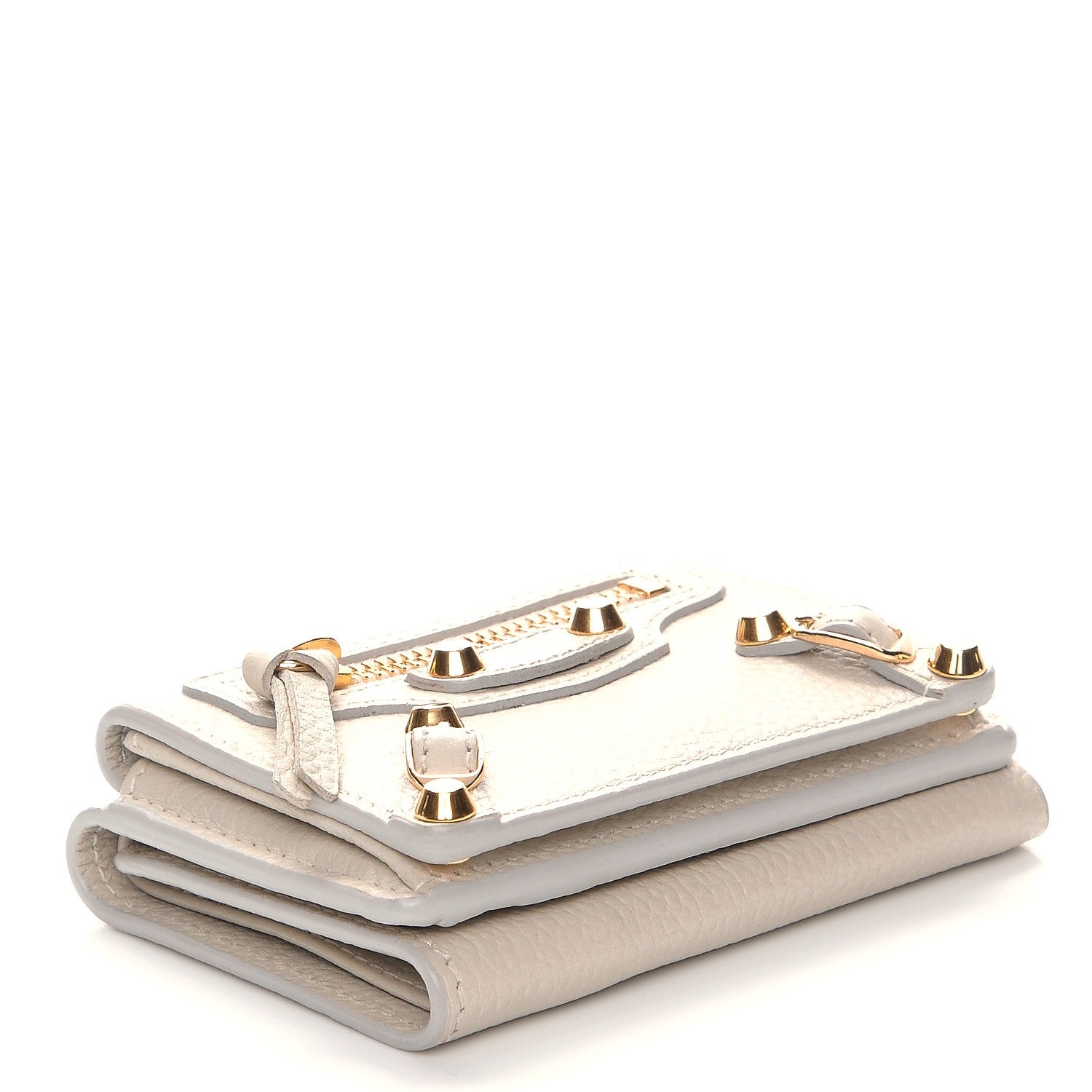 Balenciaga Grained Calfskin Agneau Arena Classic Gold Hardware Mini Wallet Beige 4 of 9