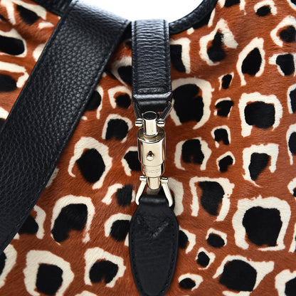 Gucci Calf Hair Leopard Print Medium New Jackie Shoulder Bag Tobacco 10 of 10