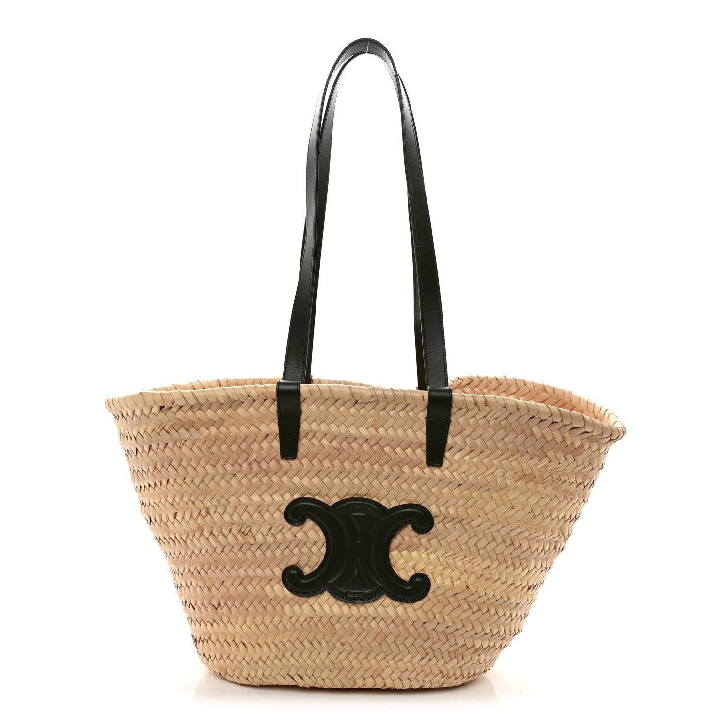Celine Raffia Calfskin Triomphe Medium Panier  Green 1 of 10