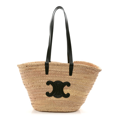 Celine Raffia Calfskin Triomphe Medium Panier  Green 1 of 10