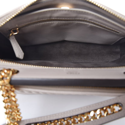 Fendi Shiny Nappa Trapuntata Chain Small DotCom Click Chain Satchel Grigio Polvere 5 of 10