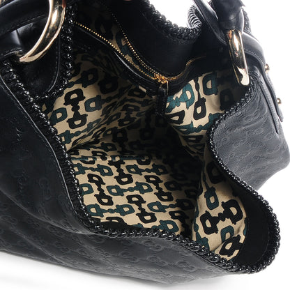 Gucci Guccissima Large Horsebit Chain Hobo Black 5 of 7
