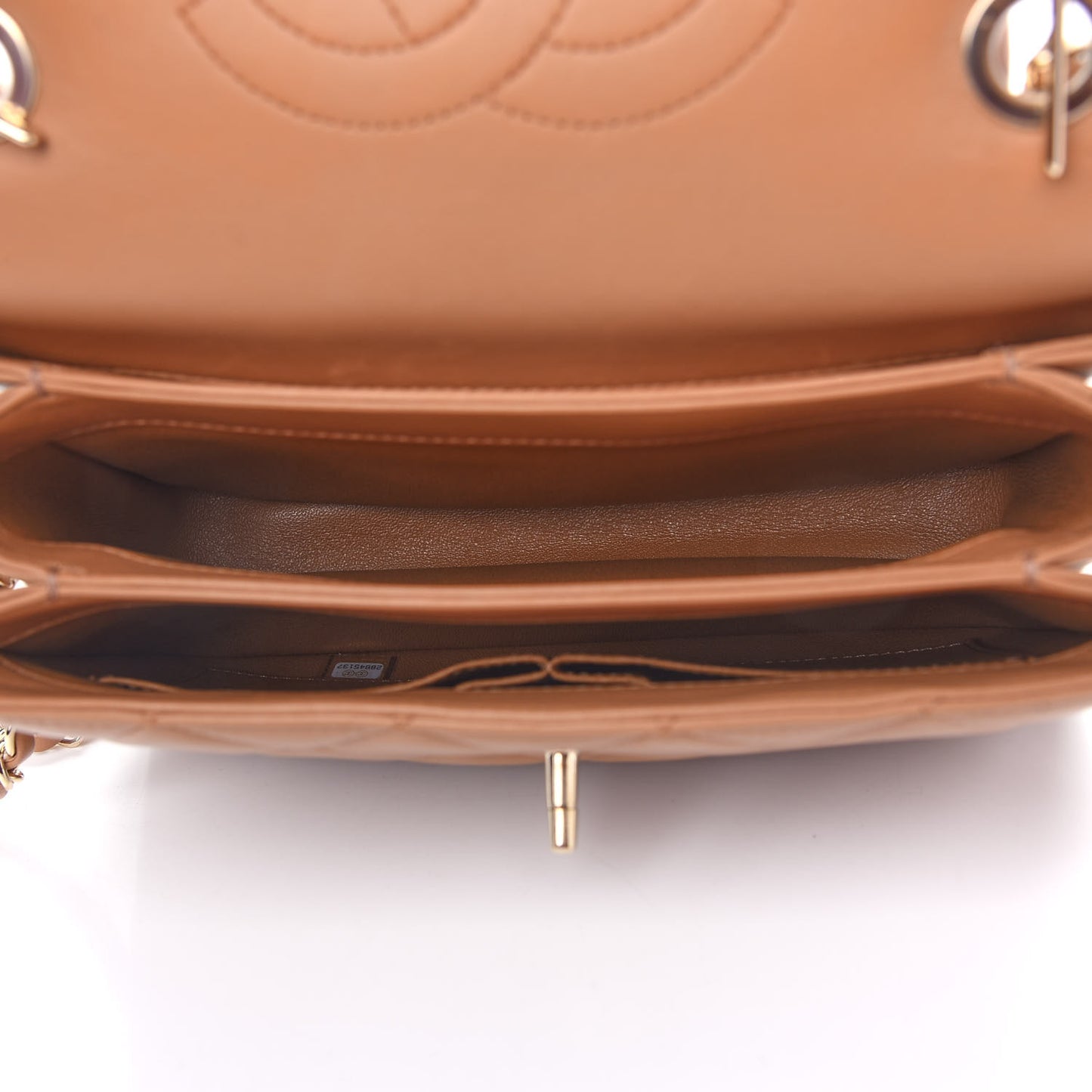 Lambskin Quilted Small Trendy CC Flap Dual Handle Bag Camel