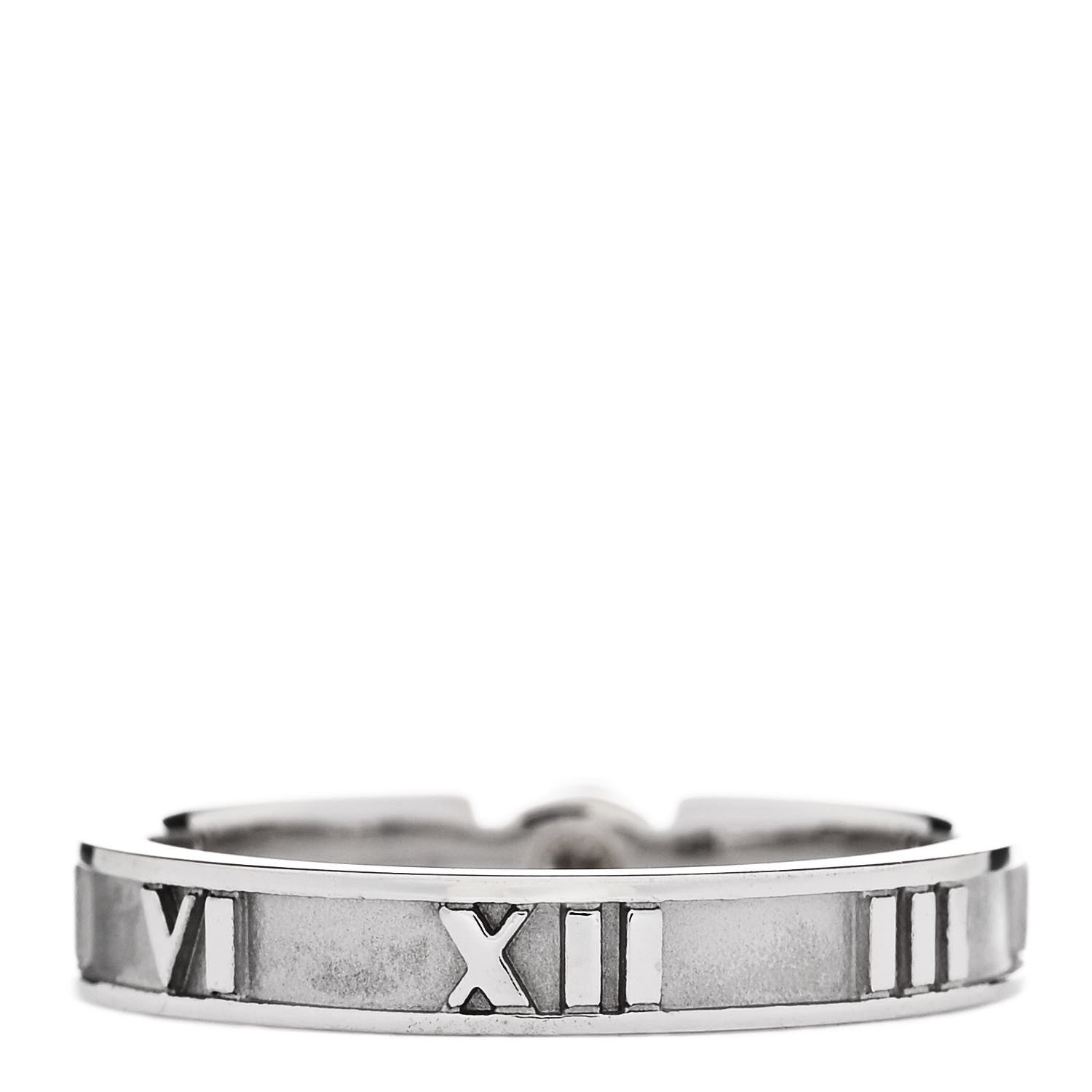 Tiffany 18K White Gold Diamond Atlas Solitaire Band Ring 49 5 3 of 4