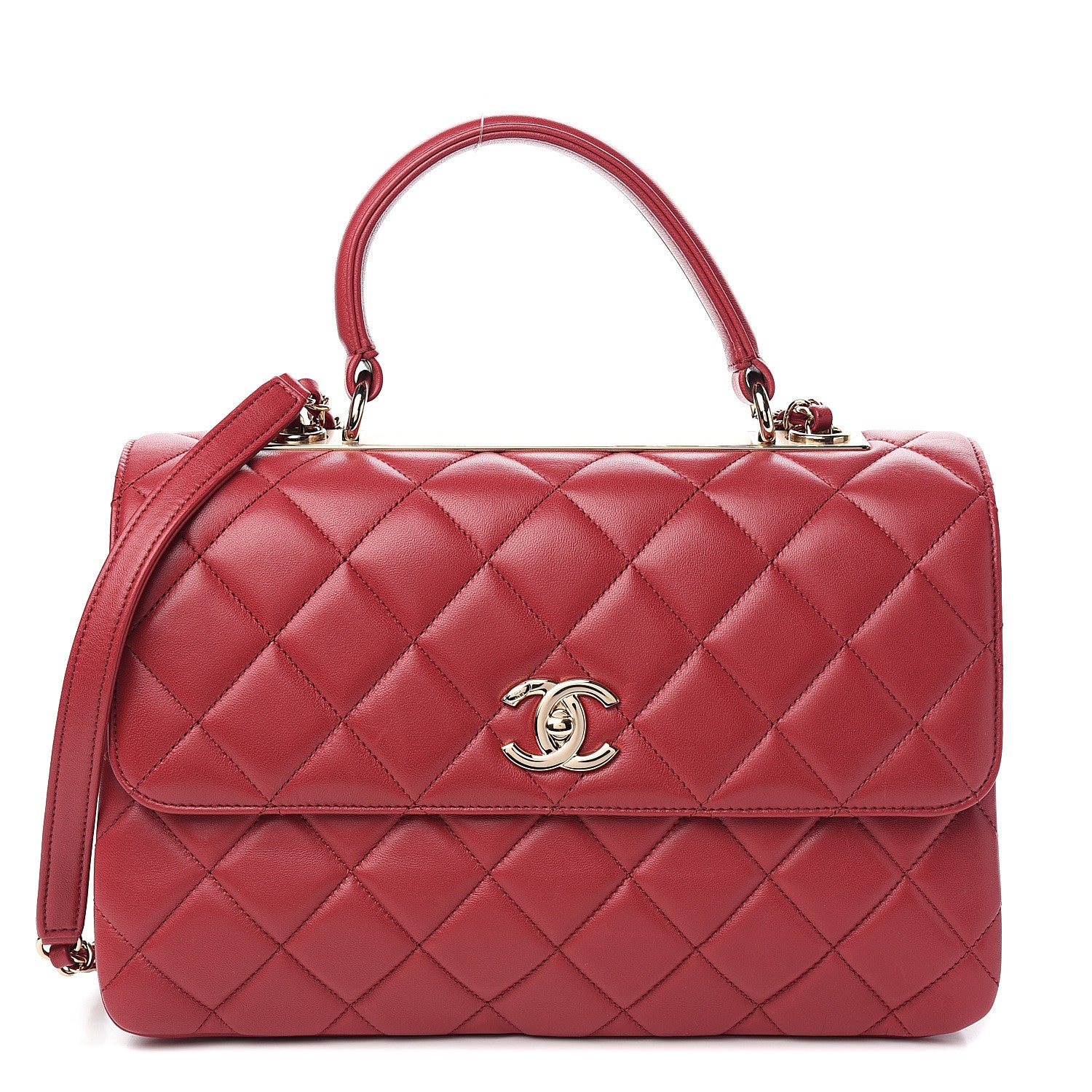 Chanel Lambskin Quilted Medium Trendy CC Flap Dual Handle Bag Red 1 of 9