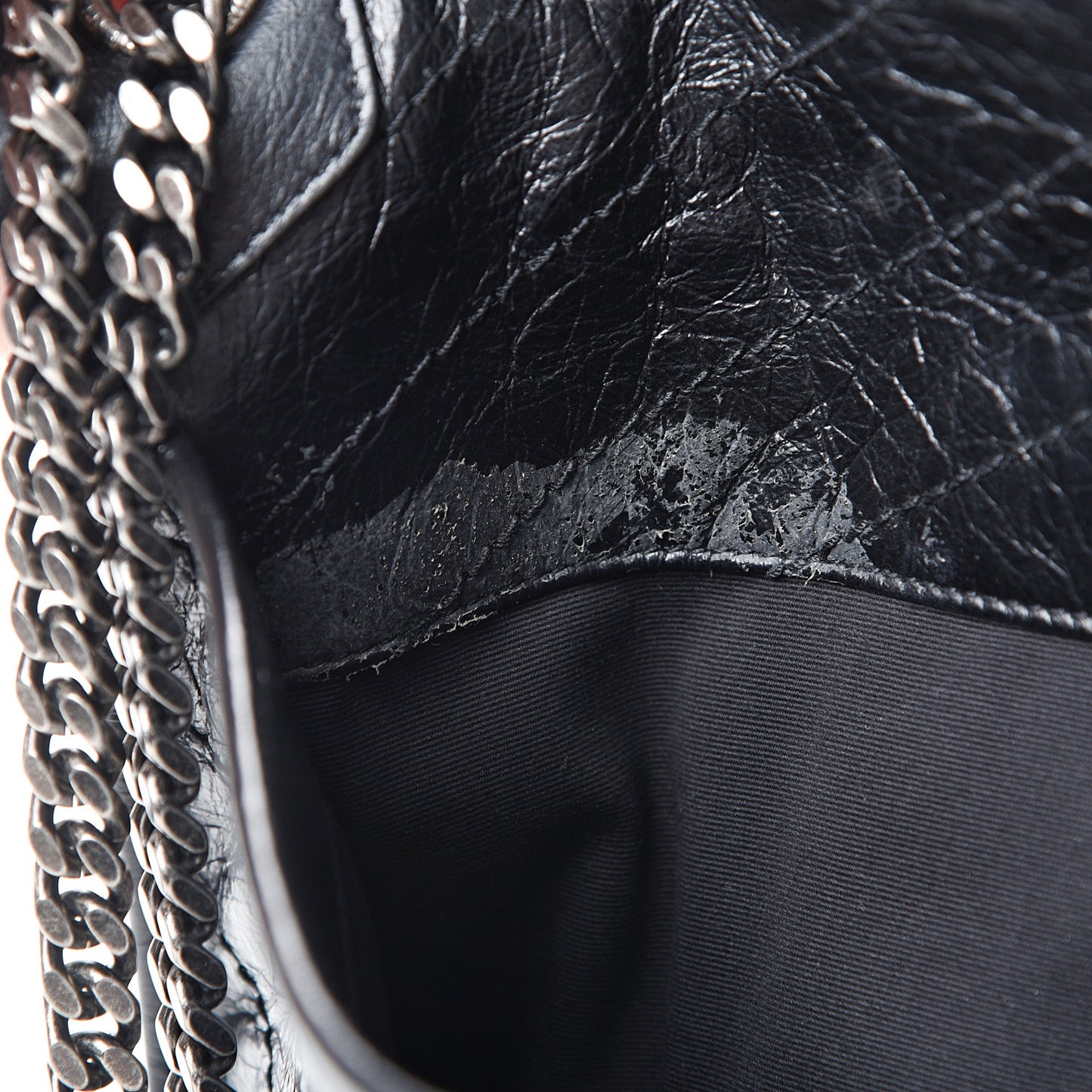 Crinkled Calfskin Matelasse Monogram Large Niki Chain Satchel Black