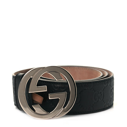 Gucci Guccissima Signature Interlocking G 40mm Belt 90 36 Black 1 of 3