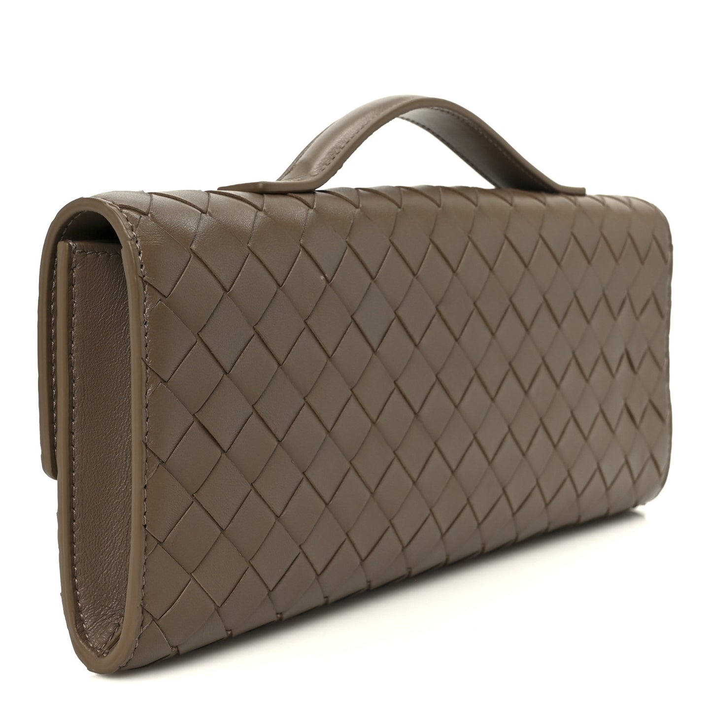 Nappa Intrecciato Long Andiamo Top Handle Clutch Pinecone