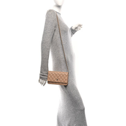 Chanel Caviar Quilted Wallet on Chain WOC Beige 2 of 11