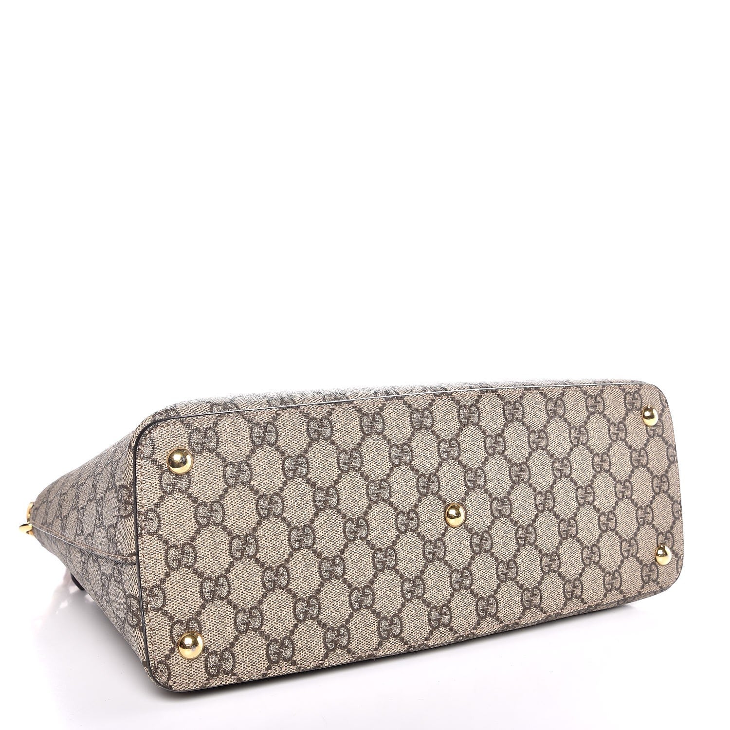 Gucci GG Supreme Monogram Moon Calfskin Small Zip Top Tote Beige Ebony Hibiscus Red New Rosette 4 of 7