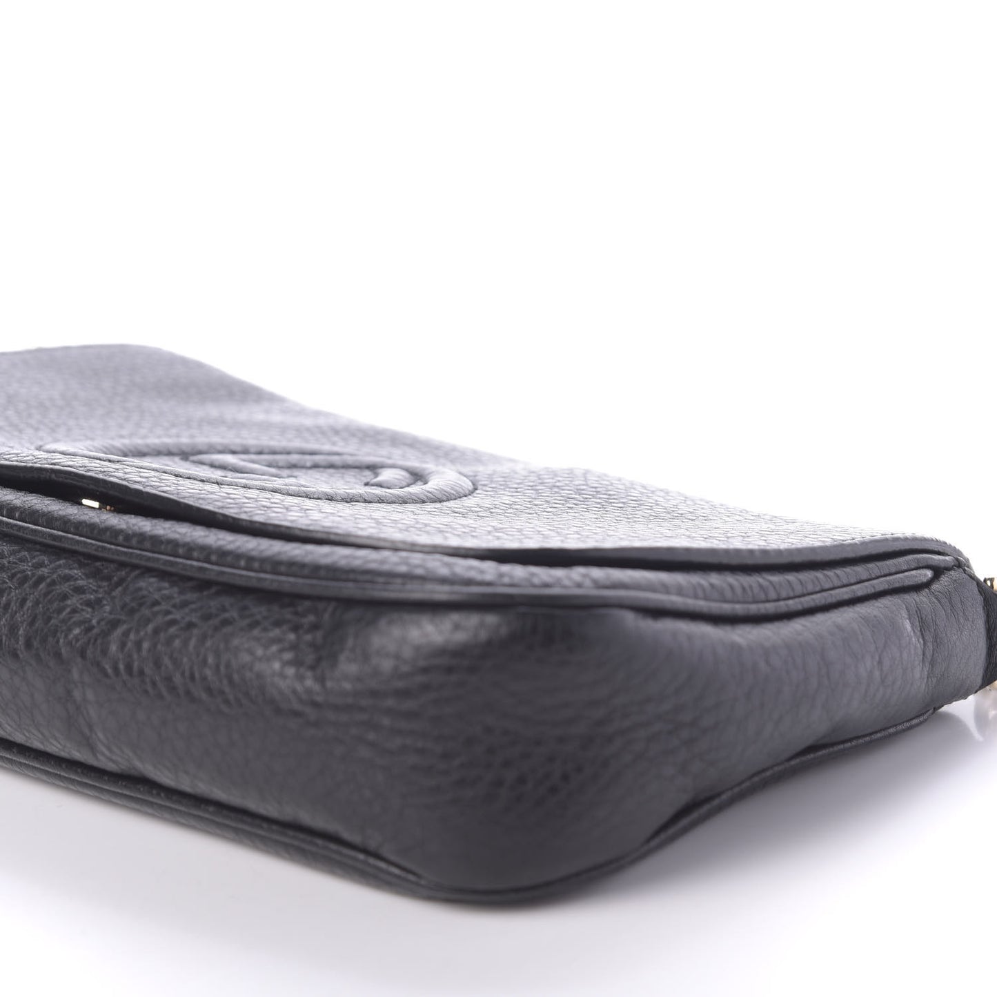 Pebbled Calfskin Medium Soho Flap Crossbody Black