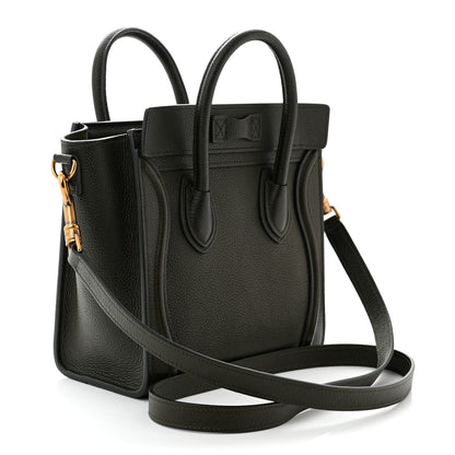 Celine Drummed Calfskin Nano Luggage Khaki 3 of 12