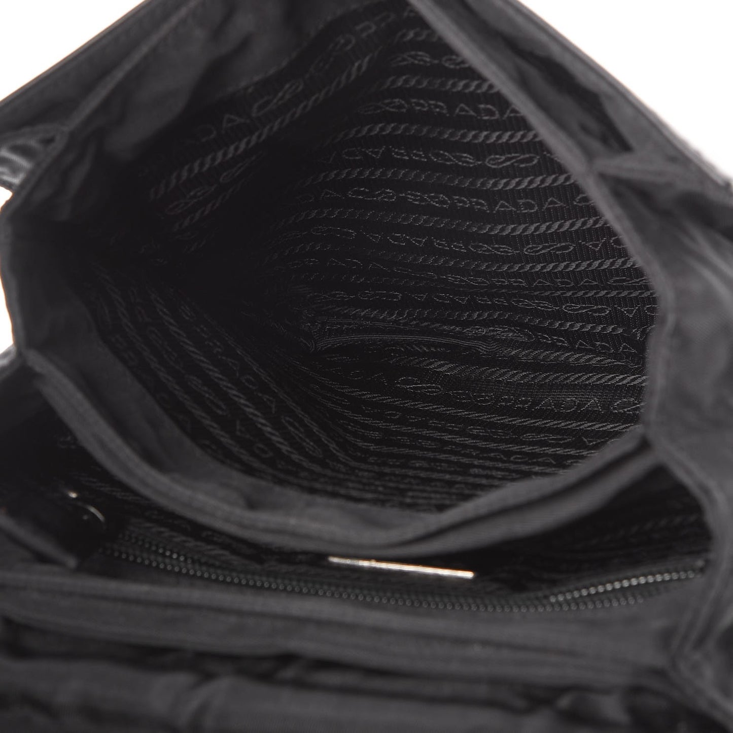 Calfskin Tessuto Nylon Shoulder Bag Nero Black