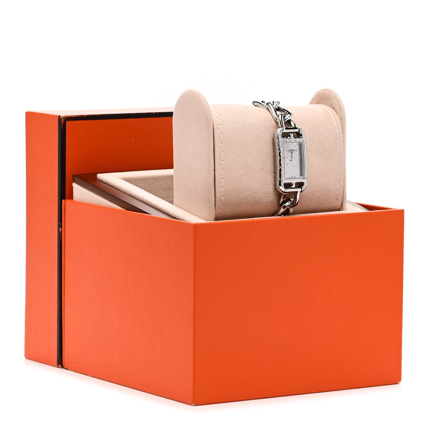 Hermes Stainless Steel Diamond 17mm Nantucket Jete De Diamants Quartz Watch 5 of 5