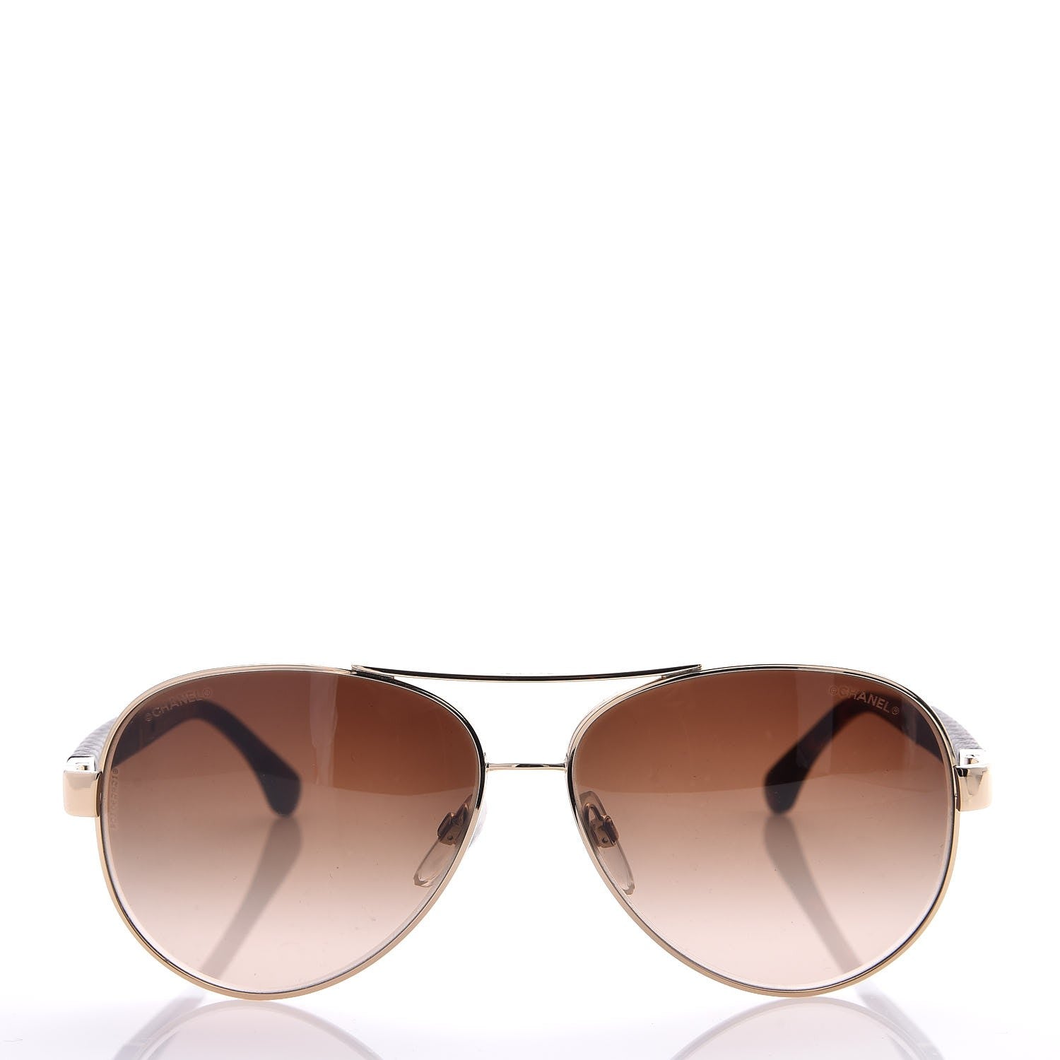 Chanel Lambskin Quilted CC Aviator Sunglasses 4195-Q Brown Gold 2 of 9