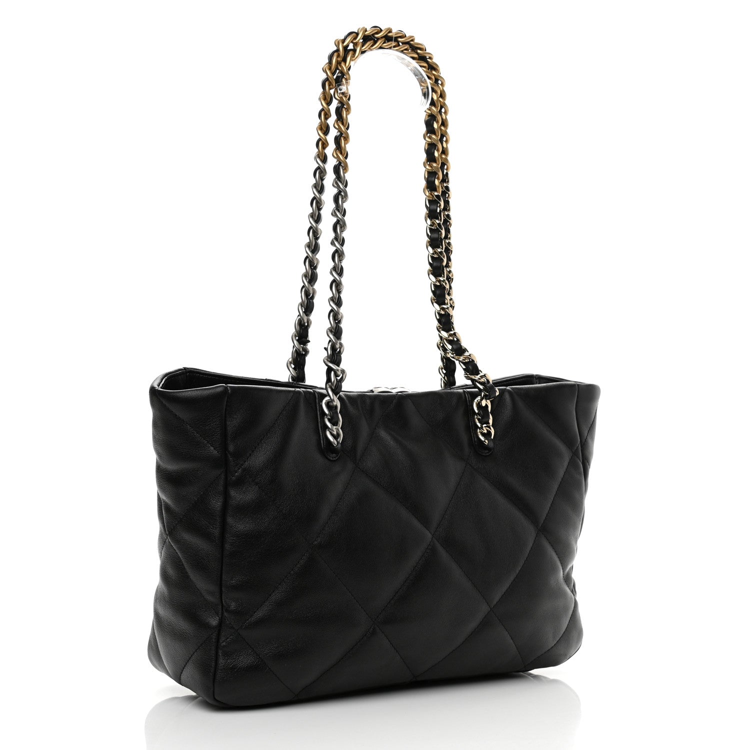 Chanel Lambskin Quilted Chanel 19 East West Shopping Bag Black 2 of 10