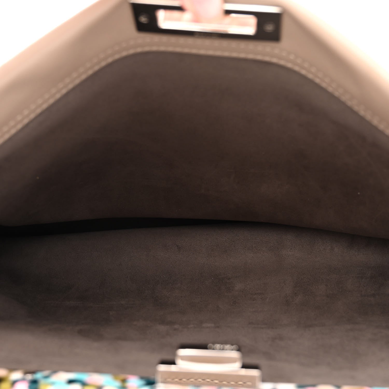 Fendi Vitello Seta Plexiglass Granite Large Peekaboo Iconic Satchel Tortora 5 of 11