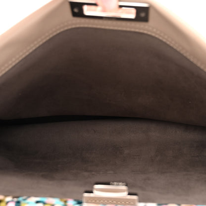 Fendi Vitello Seta Plexiglass Granite Large Peekaboo Iconic Satchel Tortora 5 of 11