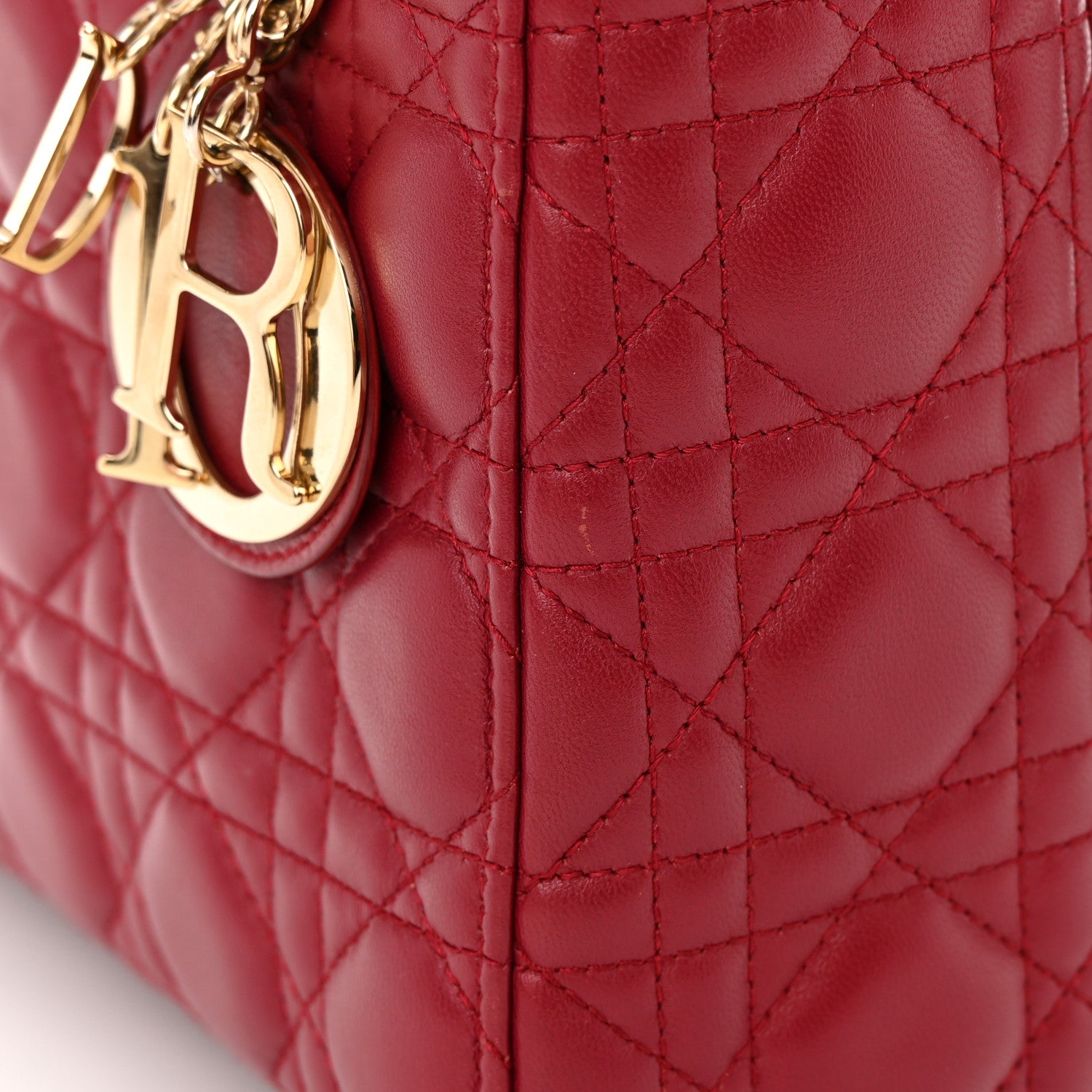 Christian Dior Lambskin Cannage Small Lucky Badges My Lady Dior Red 15 of 17