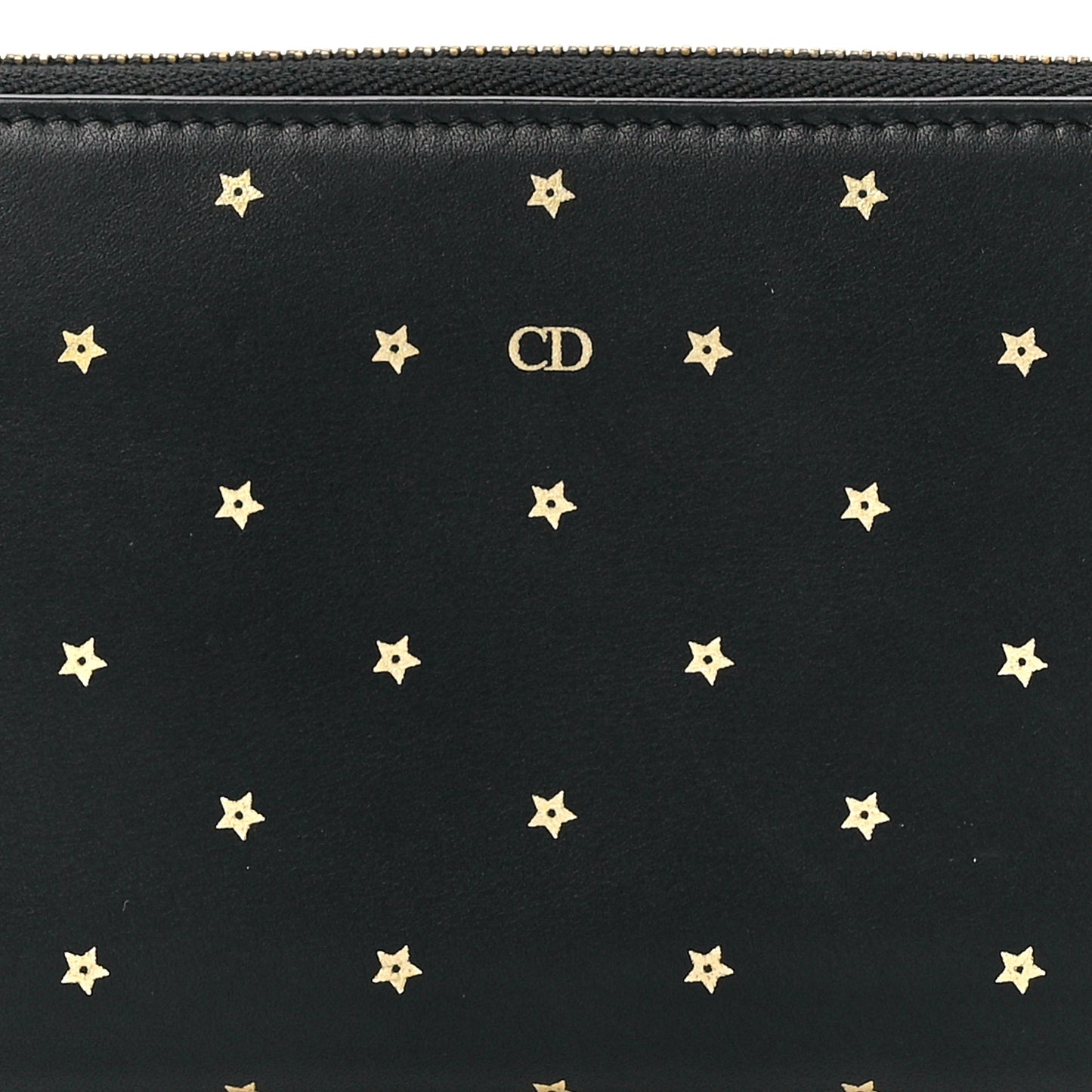 Calfskin Stars Voyageur Zip Around Wallet Black