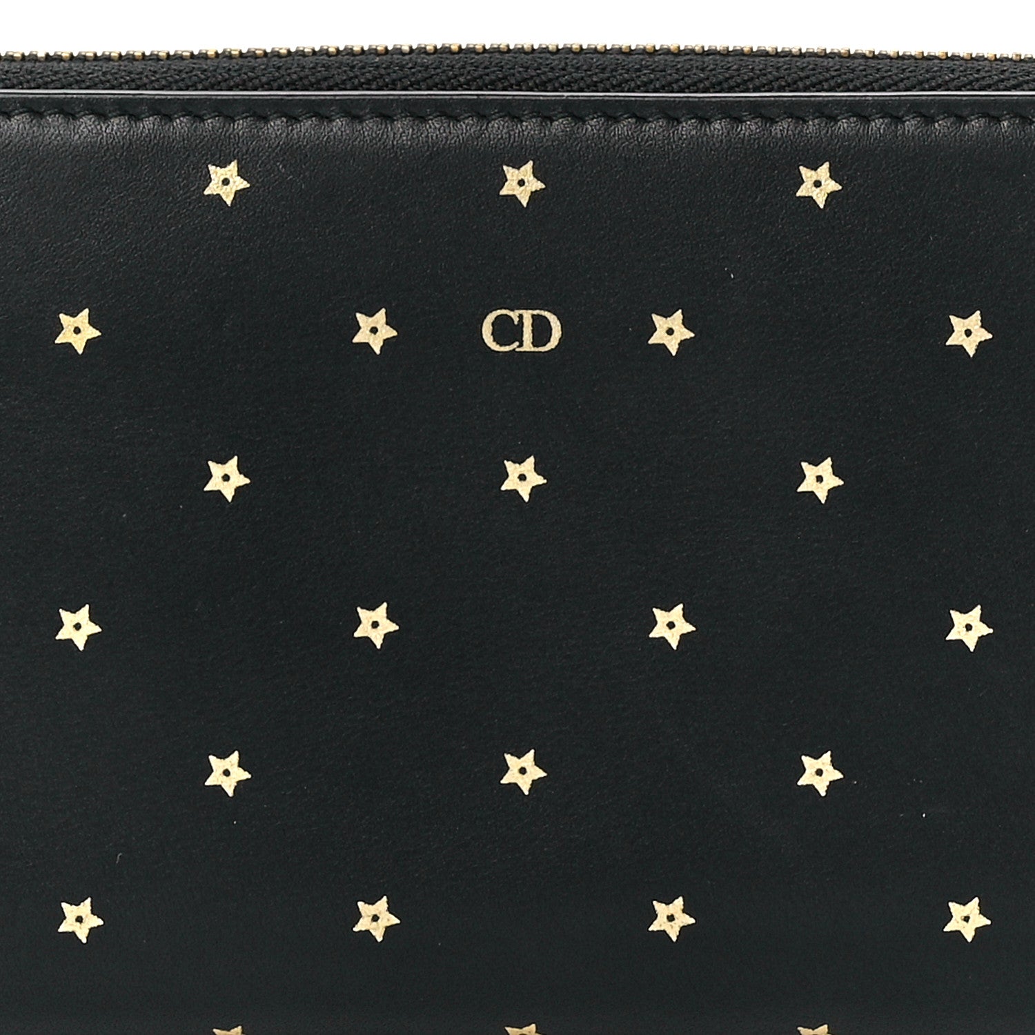 Christian Dior Calfskin Stars Voyageur Zip Around Wallet Black 8 of 13