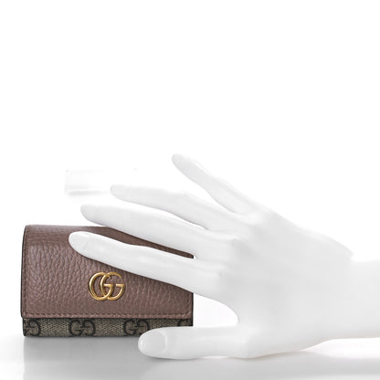 Gucci Dollar Calfskin GG Supreme Monogram GG Marmont 6 Key Holder Case Porcelain Rose Beige Ebony 2 of 9