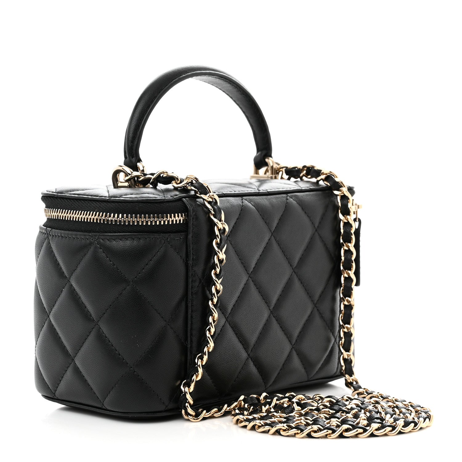 Chanel Lambskin Quilted Small Top Handle Vanity Case With Chain Black 3 of 12