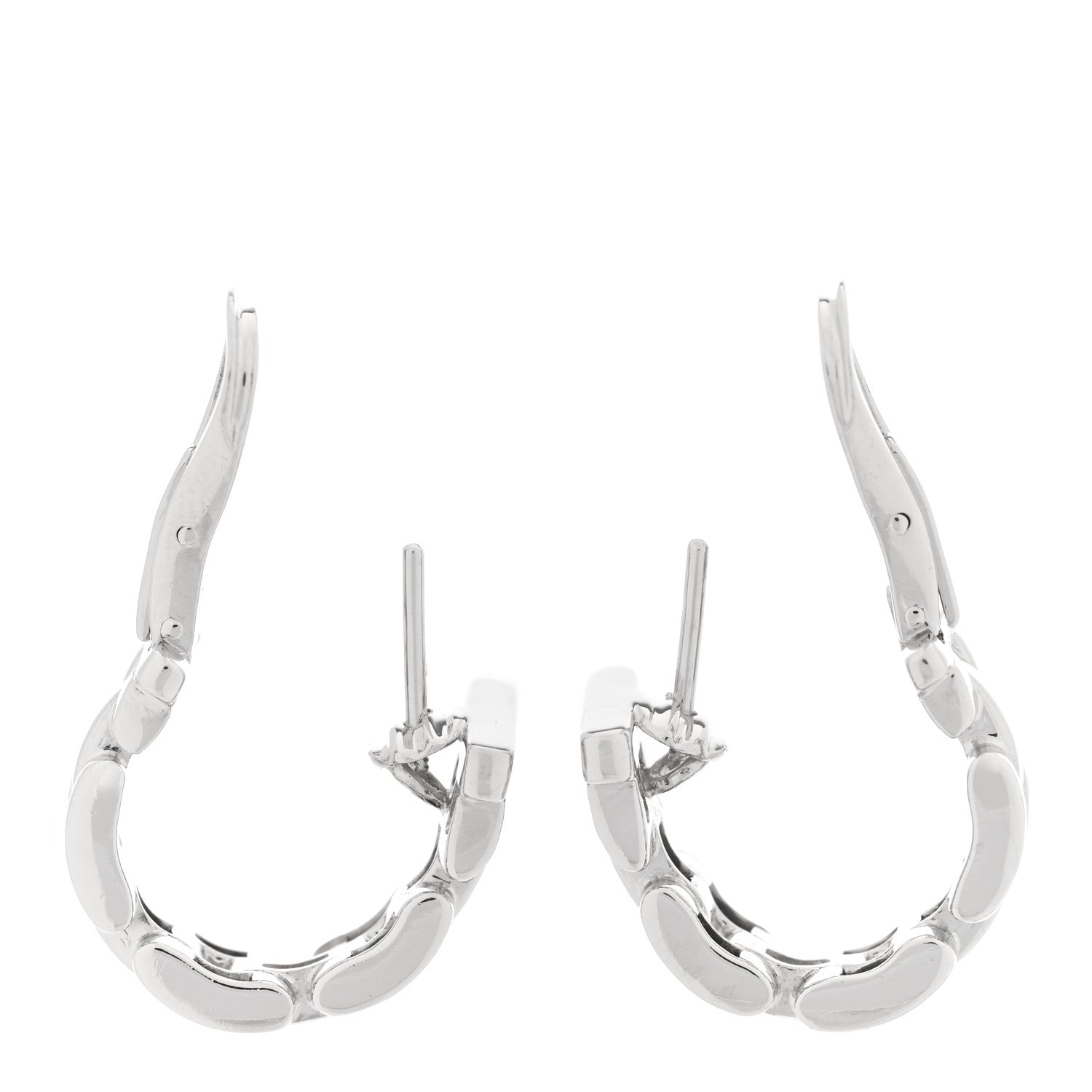 Cartier 18K White Gold Diamond Panthere Maillon Earrings 3 of 5