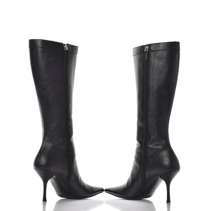 Gucci Calfskin D Ring Knee High Boots 7.5 Black 6 of 12