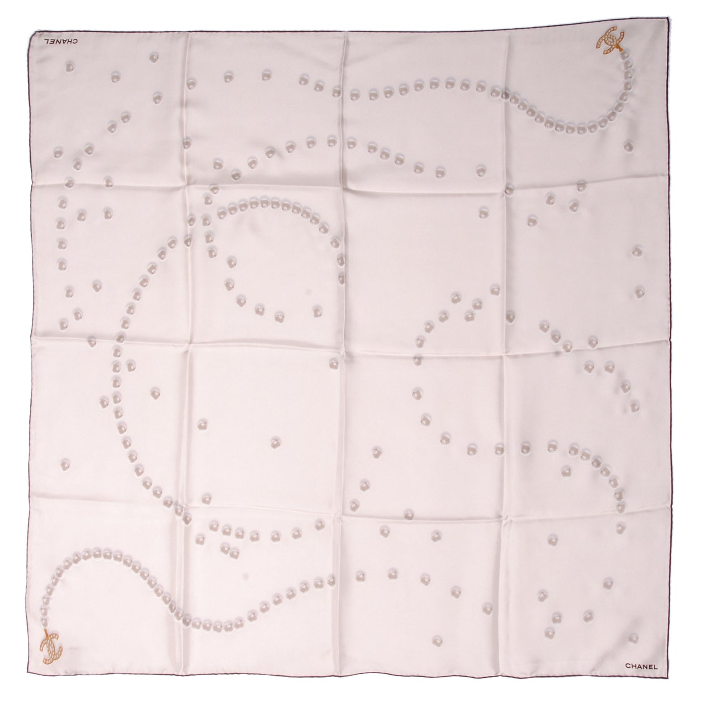Silk Pearl CC Square Scarf Ivory