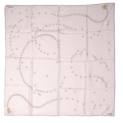 Chanel Silk Pearl CC Square Scarf Ivory 2 of 10