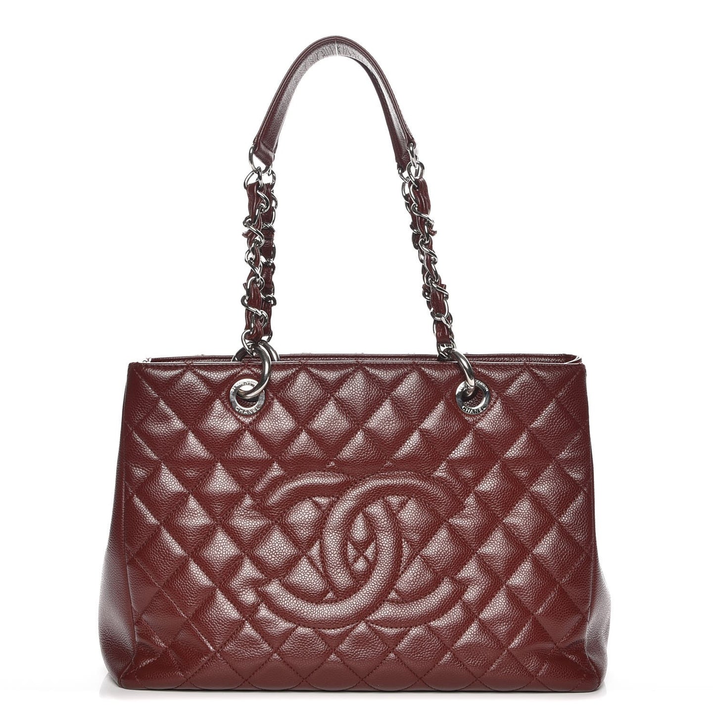 Caviar Quilted Grand Shopping Tote GST Dark Burgundy