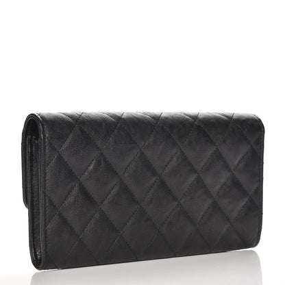 Chanel Crumpled Calfskin Quilted Large Flap Wallet So Black 3 of 8
