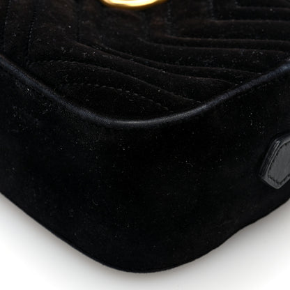 Gucci Velvet Matelasse Small GG Marmont Chain Shoulder Bag Black 10 of 10
