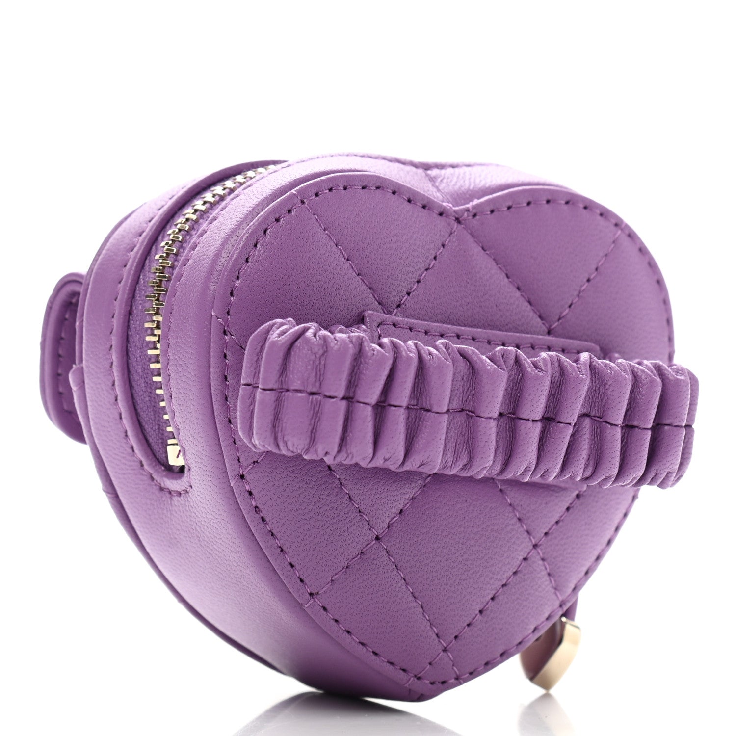 Chanel Lambskin Quilted CC In Love Heart Zipped Arm Coin Purse Purple 3 of 7