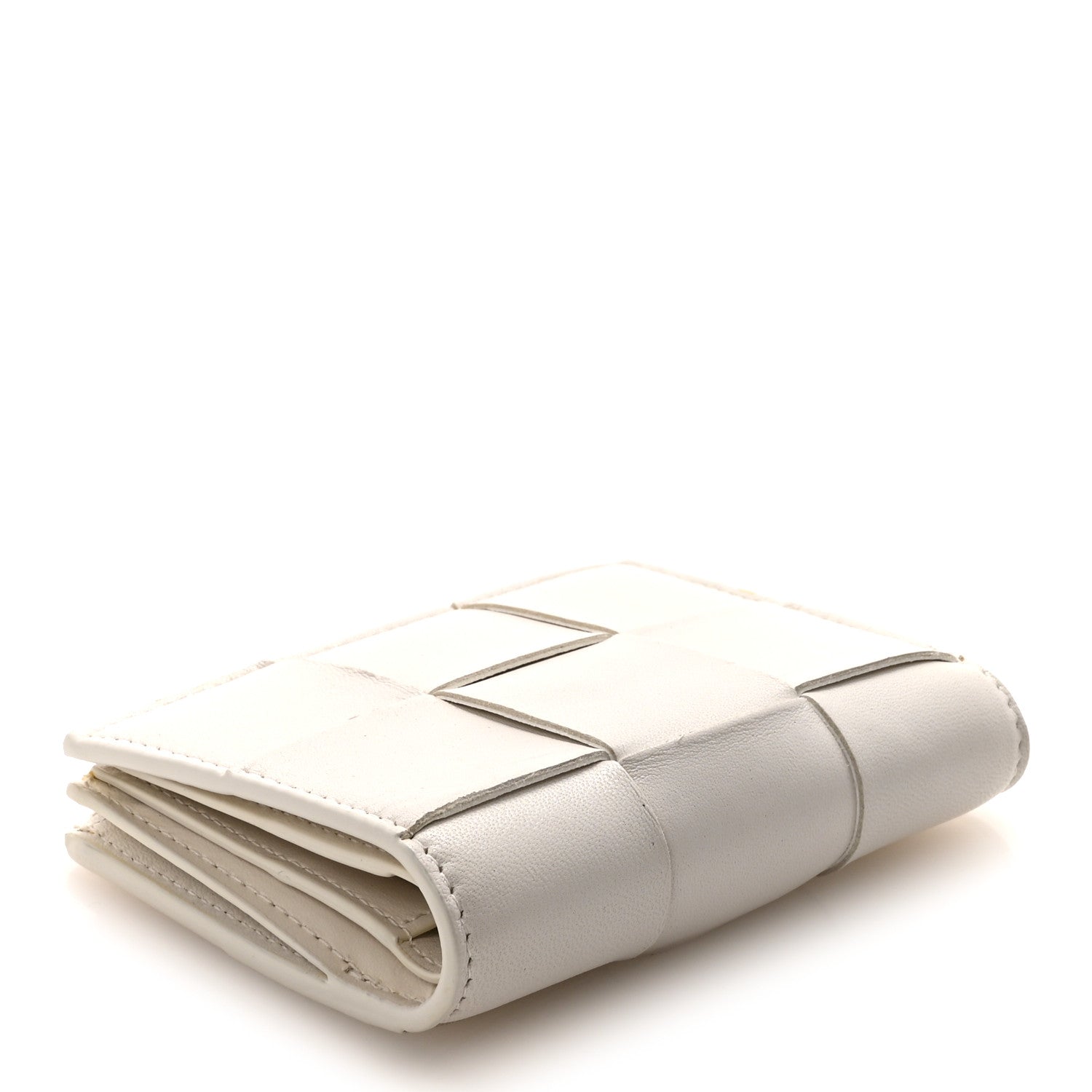 Bottega Veneta Nappa Maxi Intrecciato Bifold Zip Wallet White