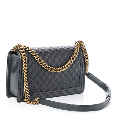 Chanel Metallic Calfskin Quilted New Medium Boy Flap Dark Grey 3 of 10