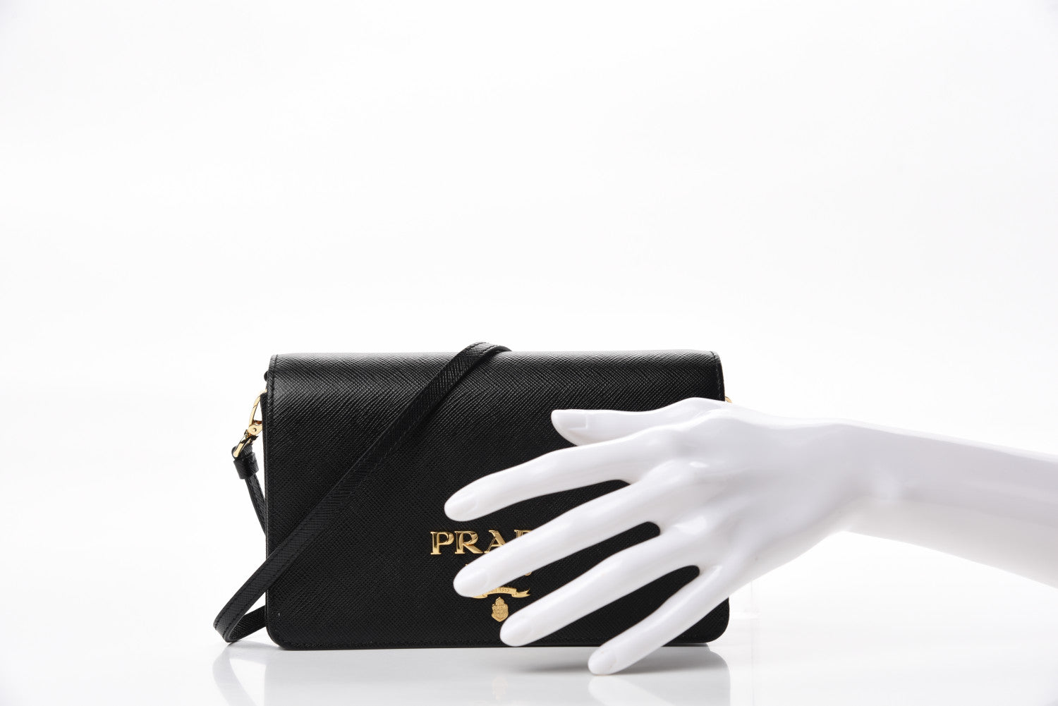 Prada Saffiano Lux Mini Shoulder Bag Black 3 of 14