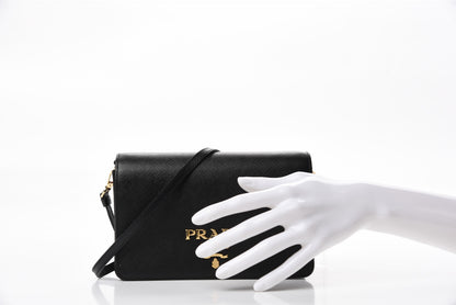 Prada Saffiano Lux Mini Shoulder Bag Black 3 of 14