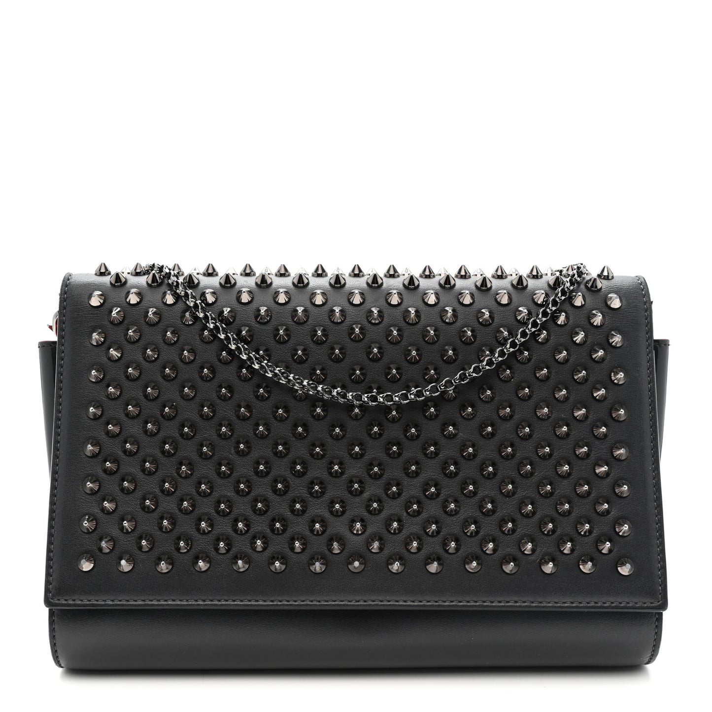 Calfskin Patent Spikes Paloma Clutch Black