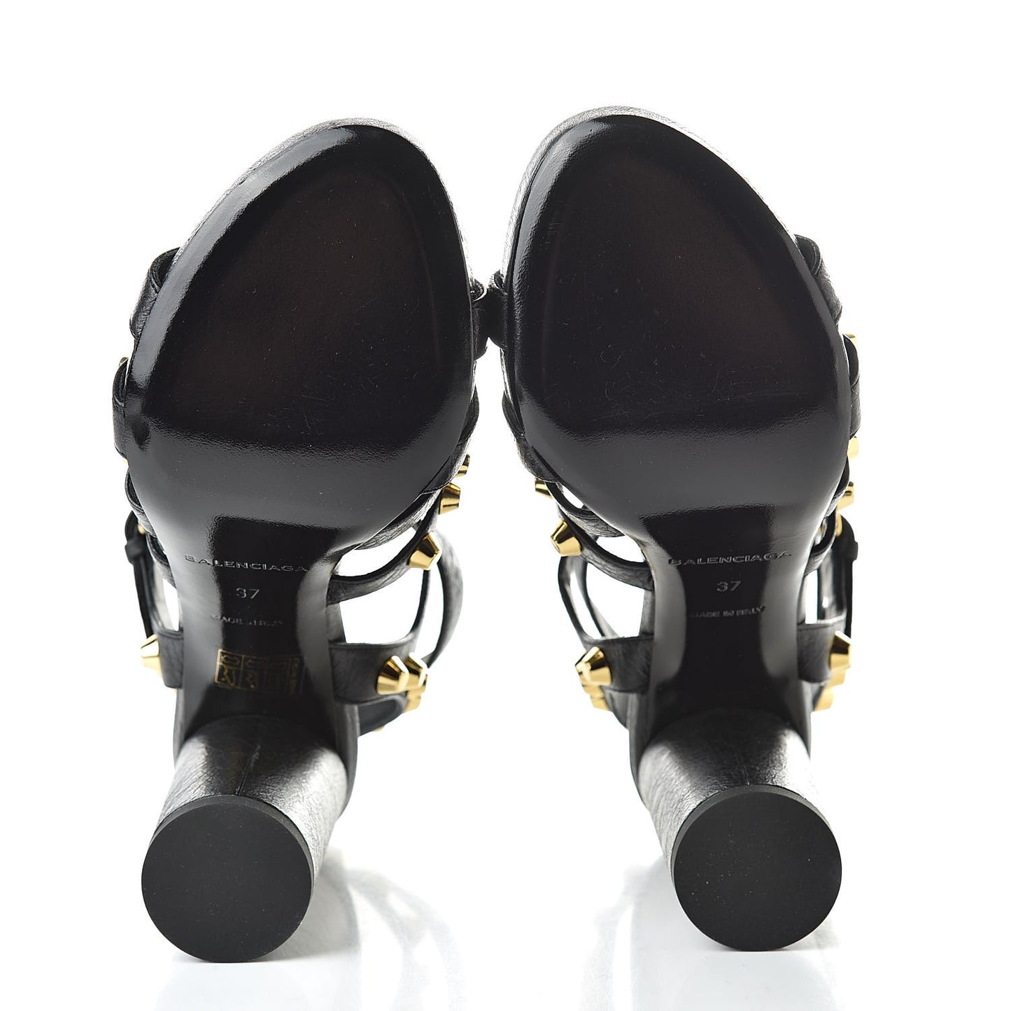 Agneau Lambskin Giant Gold Arena Sandals 37 Black