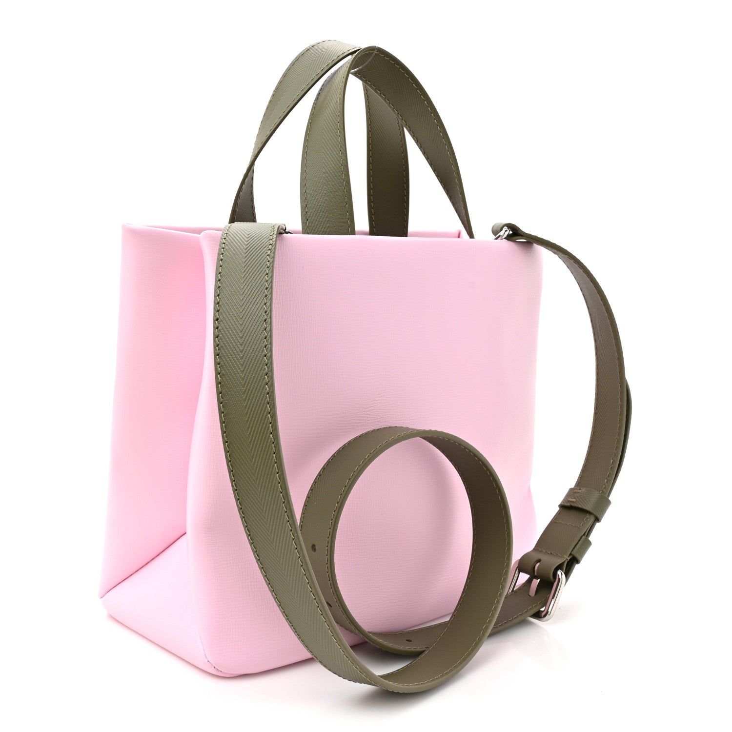 Louis Vuitton Calfskin Mini Shopper Tote Khaki Green Pink 3 of 9