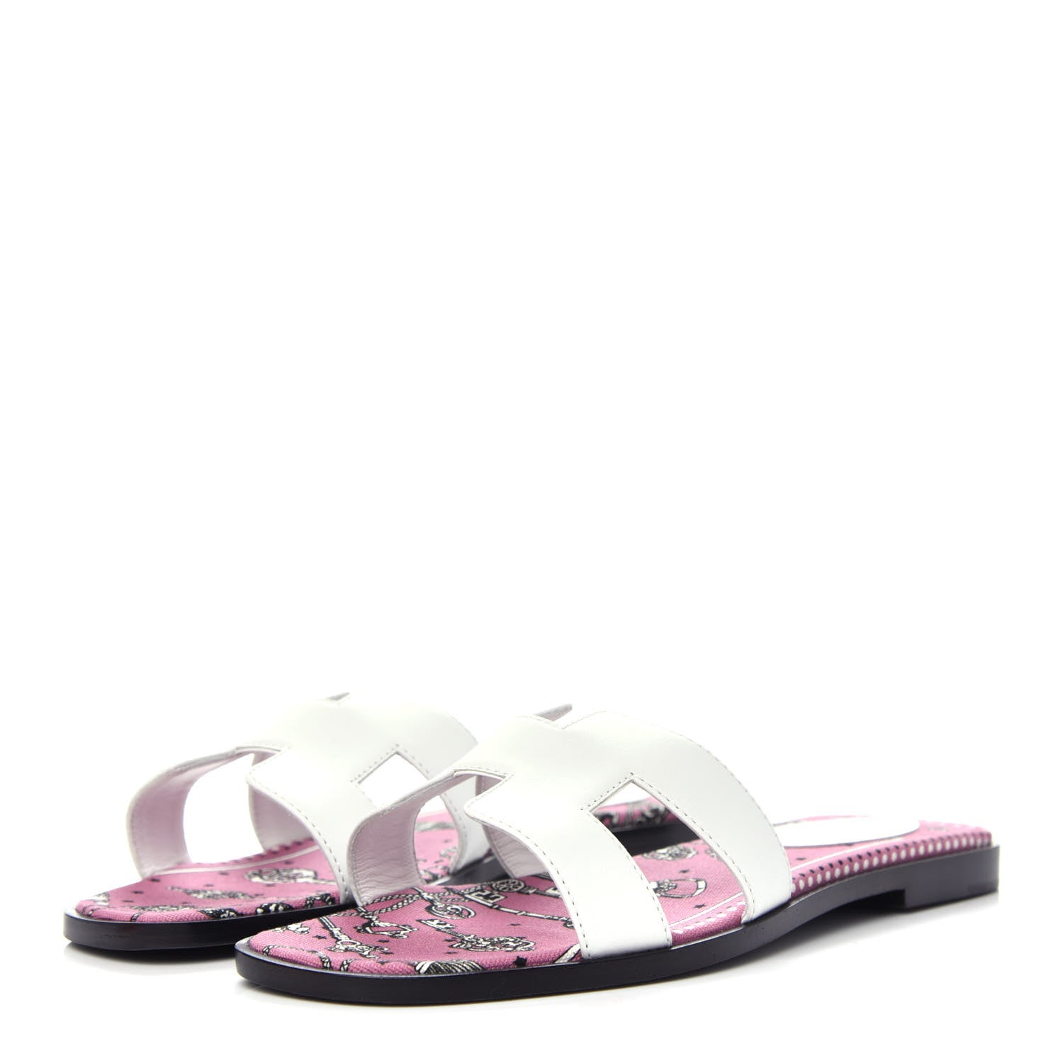Hermes Box Calfskin Bois De Rose Oran Sandals 37.5 White 3 of 11