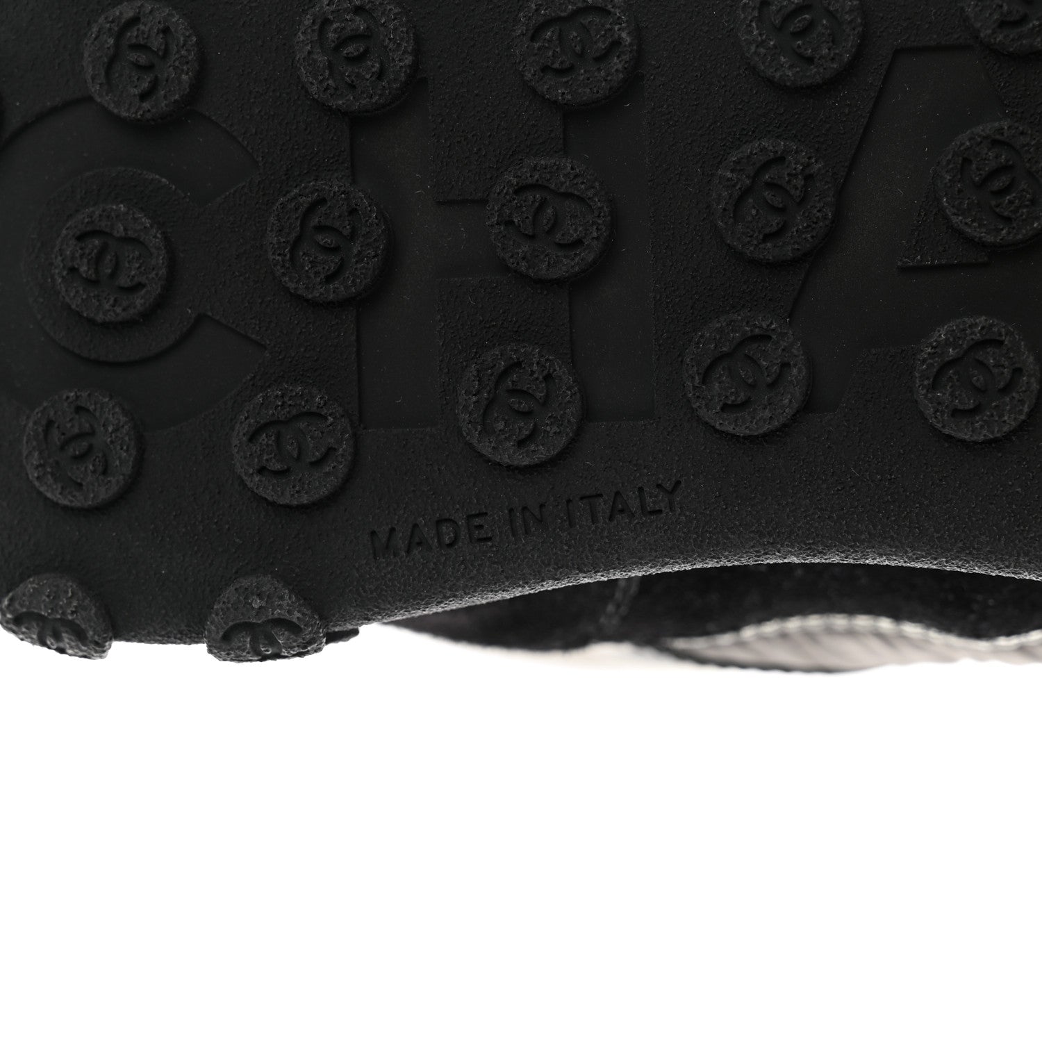 Chanel Nylon Calfskin Suede CC Sneakers 40 Grey Black White 6 of 8
