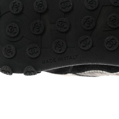 Chanel Nylon Calfskin Suede CC Sneakers 40 Grey Black White 6 of 8