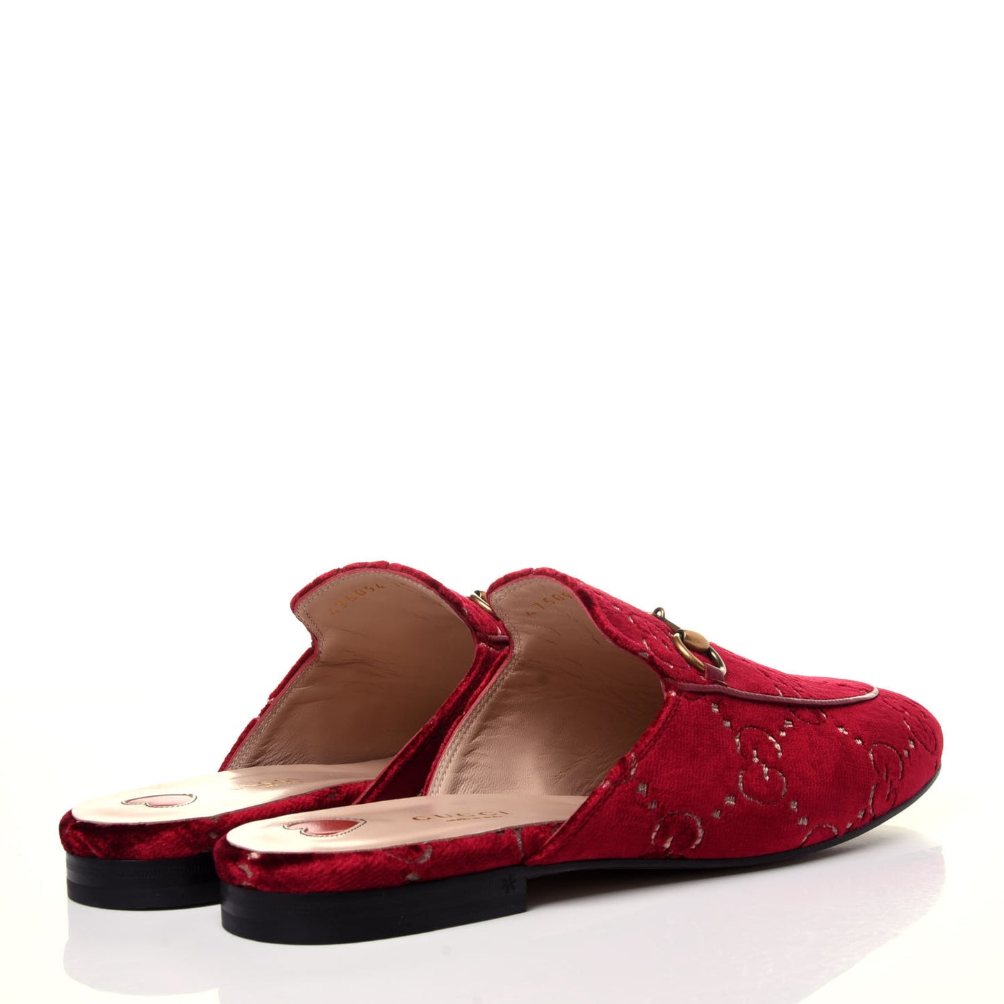 Velvet GG Monogram Womens Princetown Slippers 39.5 Red Cipria