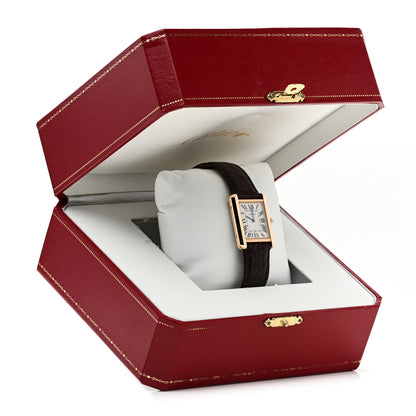 Cartier Stainless Steel 18K Pink Gold Alligator 24mm Tank Solo Quartz Watch Brown 5 of 5